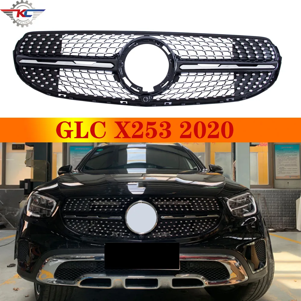 

Diamond Racing Grille for GLC Class X253 C253 W253 5-door SUV Coupe 2020 With Camera Hold Front Bumper Lip Car Face Grills