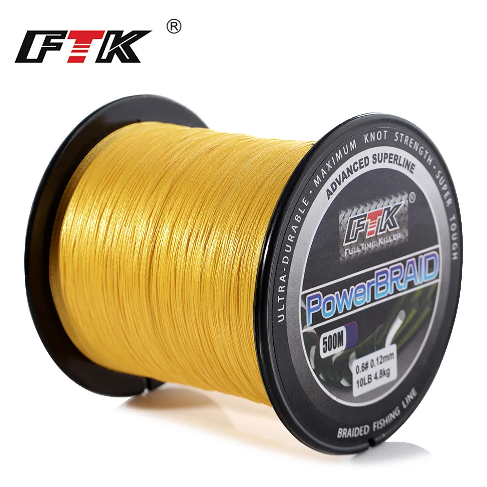 

FTK 500M PE Braided Line Fishing cord 8-60LB 0.1-0.4mm 4 Strand Multifilament Fishing PE Braided Wire 500M Fishing line