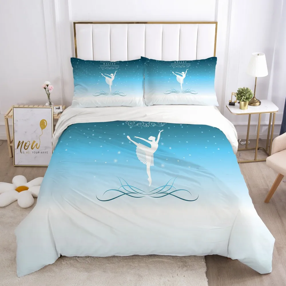 

3D Bedding Set Duvet Cover Sets White Quilt Covers 3pcs Comforter Case Bed Linen Dance Girl Design King Single Size Home Textile