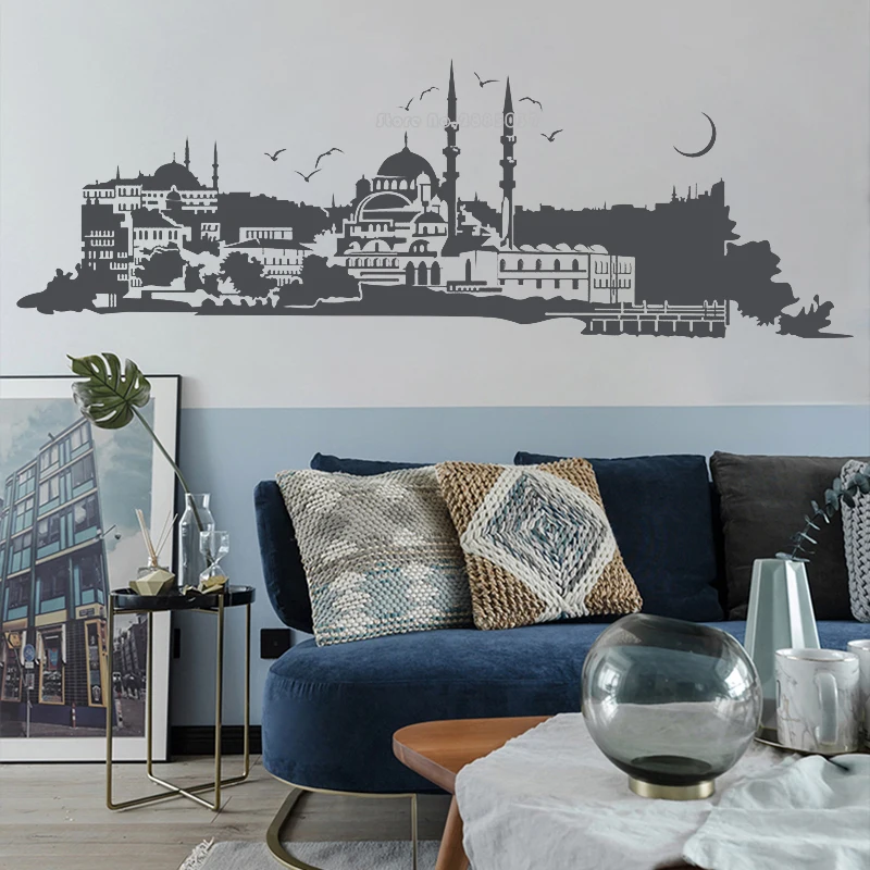 Istanbul Wall Decals Hagia Sophia Decor Art Vinyl Stickers Turkey Skyline City Church Wallpaper Mosque Islamic Sea Mural LL897