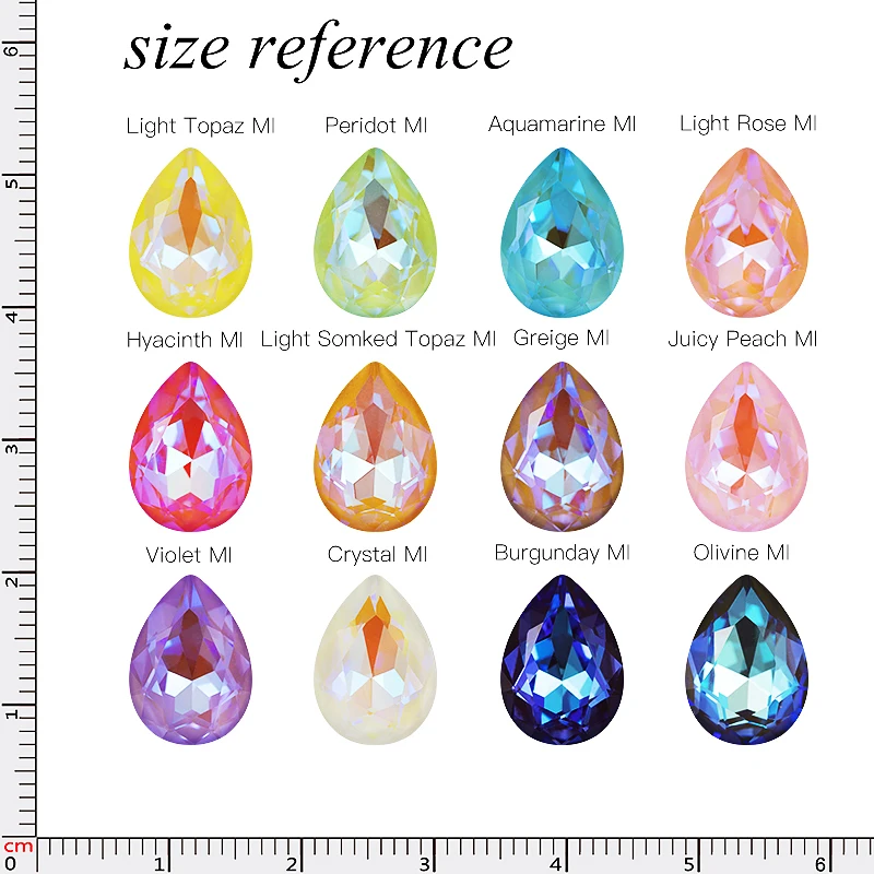 Mocha Fluorescent Tear Drop Rhinestones Shiny Glass Rhinestones Pointback Crystals For Crafts Loose Glass Rhinestones Strass