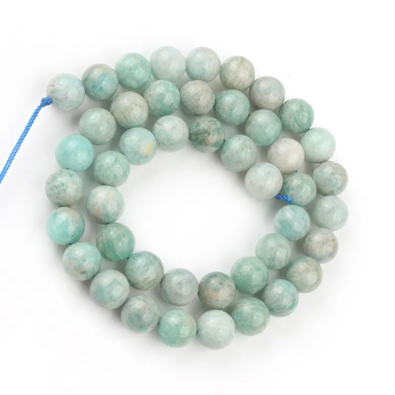 A+ Natural Stone Genuine Amazonite Beads Round High Quality Loose Spacer Beads For Jewelry Making DIY Bracelets 15\