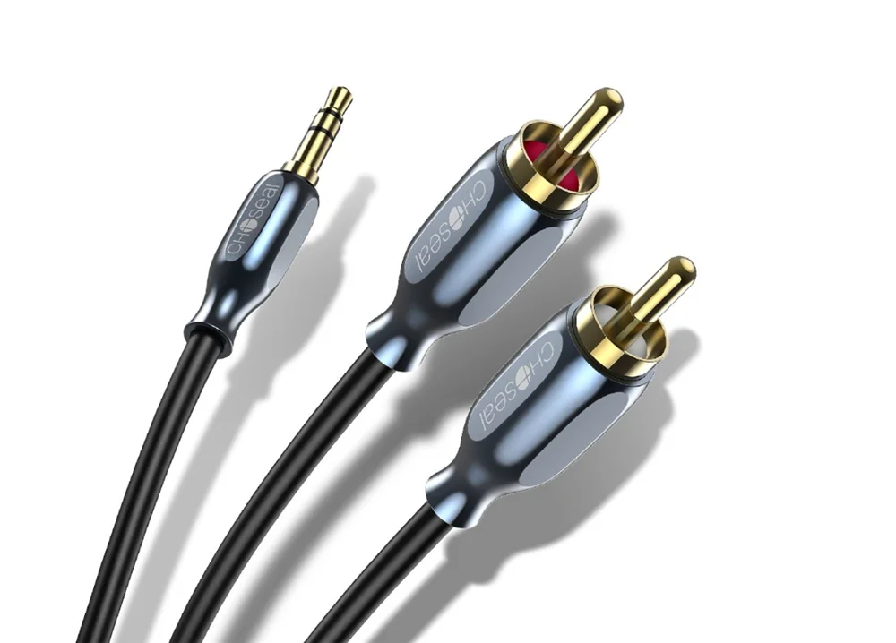 Choseal RCA Kabel 3,5mm AUX RCA Adapter Kabel, dual Geschirmt Gold-Überzogene Schritt Unten Design Y Splitter Stereo Audio Kabel