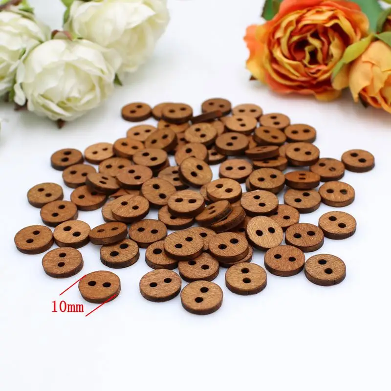 100 pezzi o 200 pezzi 9mm-10mm bottoni in legno per artigianato scrapbooking cucito vestiti bottoni fai da te abbigliamento per bambini forniture