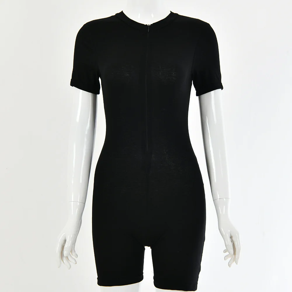 BKLD-monos de manga corta con cremallera para mujer, monos sexys con cuello en V, monos cortos ajustados a la moda para mujer, monos para discoteca