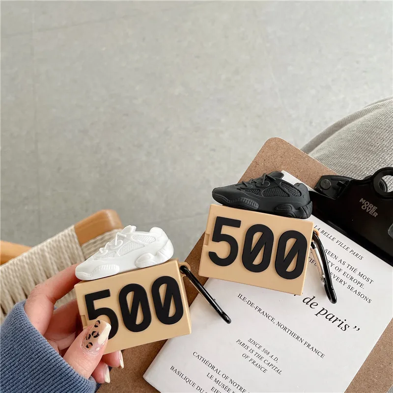 แบรนด์แฟชั่นรองเท้าชุดหูฟังบลูทูธไร้สายสำหรับ Airpods 1 2 Pro สเตอริโอสแควร์ใส่3D ซิลิคอนหูฟังฝาครอบ