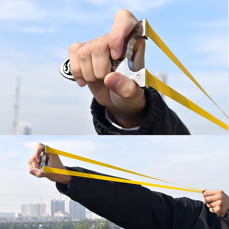 304 Stainless Steel Flat Rubber Band Slingshot Multiple Packages Mud Ball CNC Wire Cutting High-power Outdoor Hunting Catapult