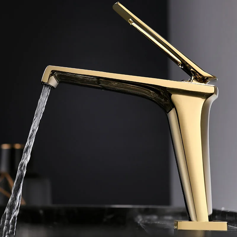 

1 Hole 1 Handle Bathroom Sink Faucet Deck Mounted Cold And Hot Water Mixer Tap Brass Taps Grey/ Gold/Black