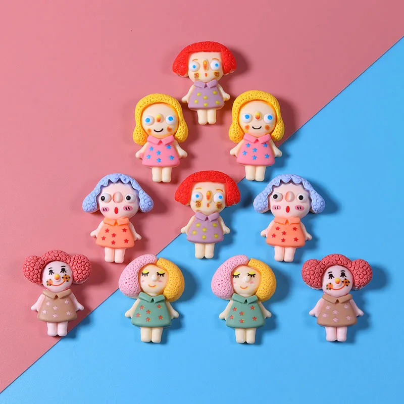 10Pcs/Lot Resin Sweet Girl Charms Flatback Jelly Cartoon Jewelry Findings For Earrings Keychain Diy Headware Accessories