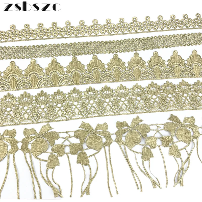 3.8CM Width 5Yards Vintage Embroidery  Gold Lace Coins Crocheted DIY Craft Sewing Supplies