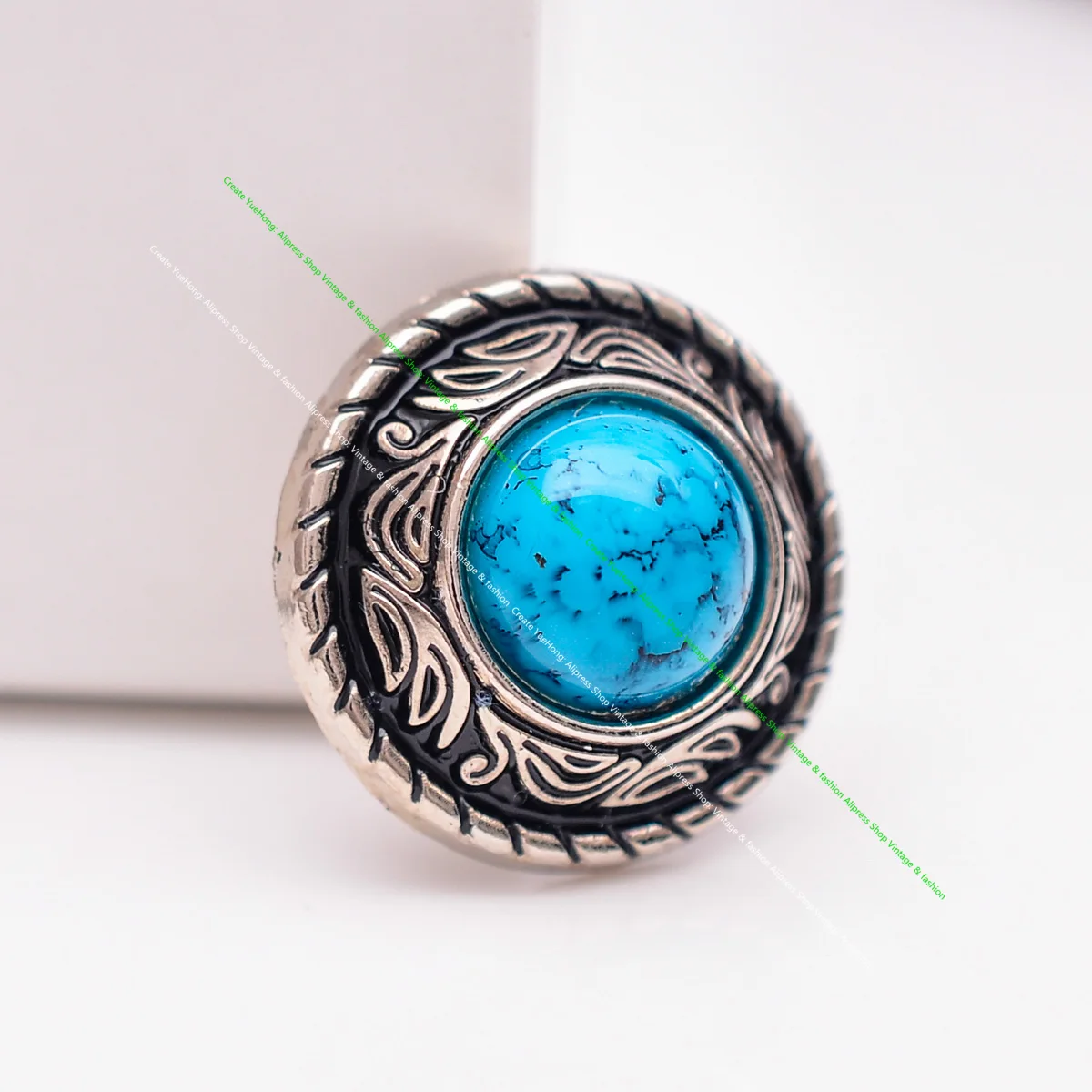 DIY leather craft turquoise stone vintage silver pattern carved screwback rivet Stud wallet decoration button set 20mm 10pcs/lot