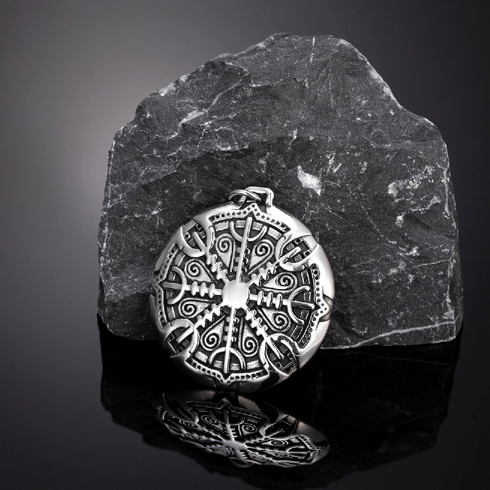 Nordische Runen Vegvisir Kompass-Halskette für Männer, verblasst nie, Edelstahl, Wikinger-Dreizack-Amulett-Anhänger, isländischer Vintage-Schmuck – Detail 11