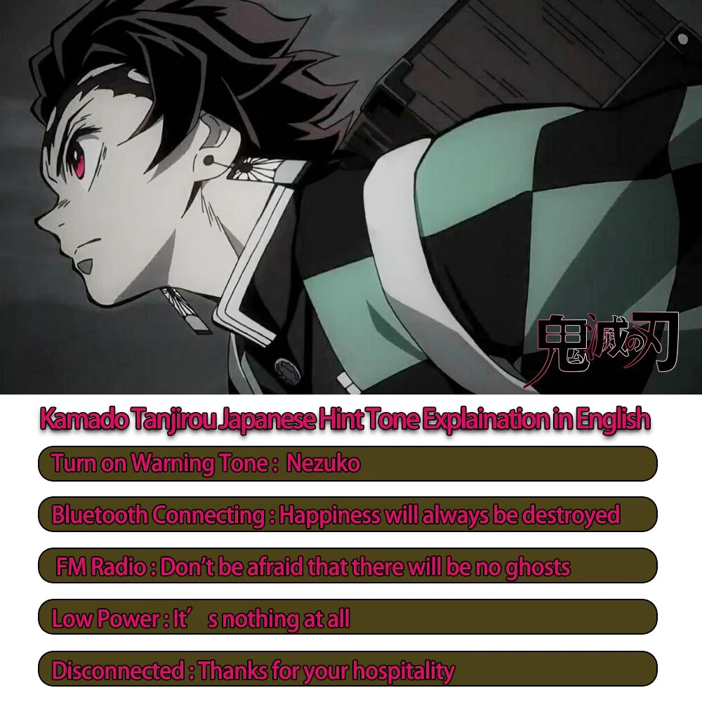 Nóng Anime Nhật Bản Tai Nghe Demon Slayer Kimetsu Kamado Tanjirou Tai Nghe Bluetooth V5.0 Cosplay 2D Gấp Stereo Tai Nghe Không Dây