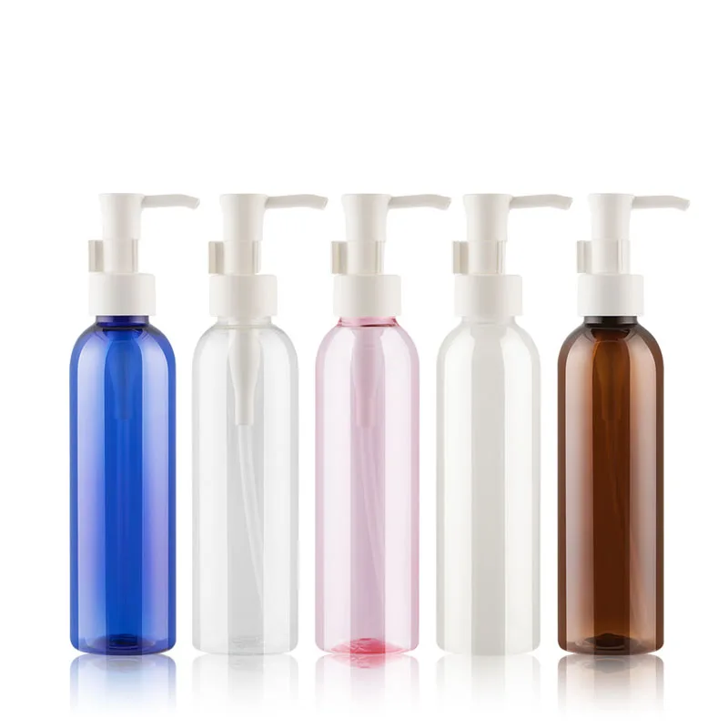 

200ml X 24 Clear Brown Blue Empty Pump Bottle for Cosmetic Lotion Liquid Essential Oil Shampoo Portable Travel Refillable Bottle