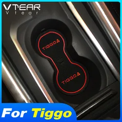 Vtear for chery tiggo 4ドア溝滑り止めパッド収納穴スロットカップマットカーインテリアクッションスタイリングデコレーションアクセサリー