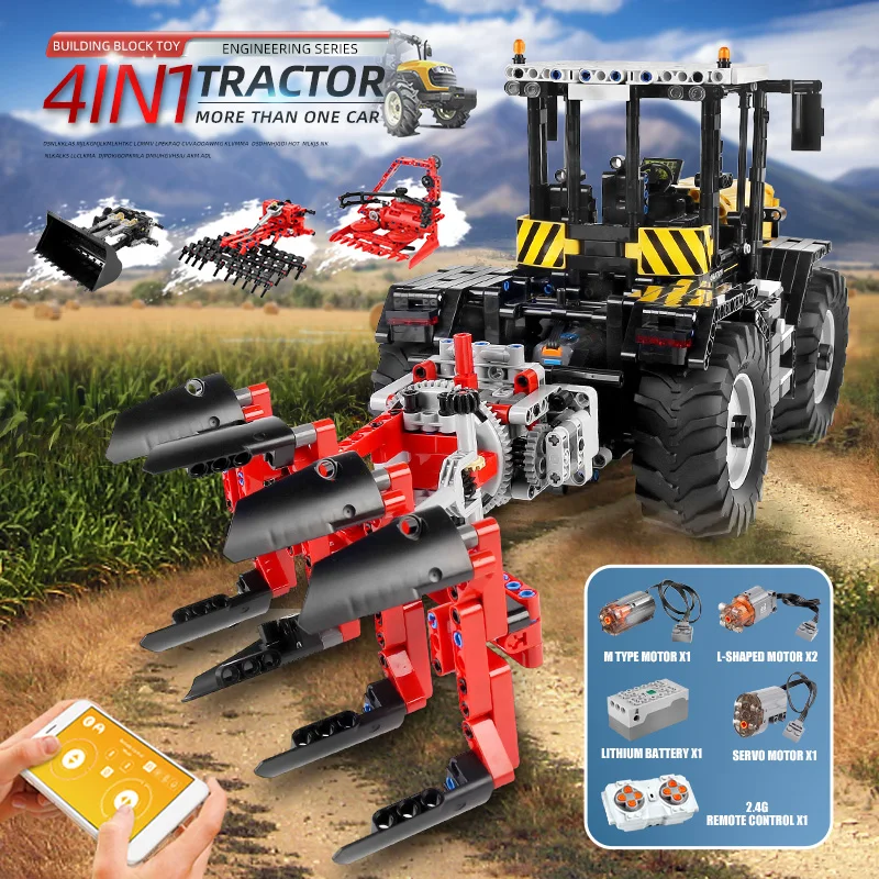 Mould King 17019 Technical Tractor Fastrac 4000er series with RC Building Blocks Technology Toys for Boys and Adults