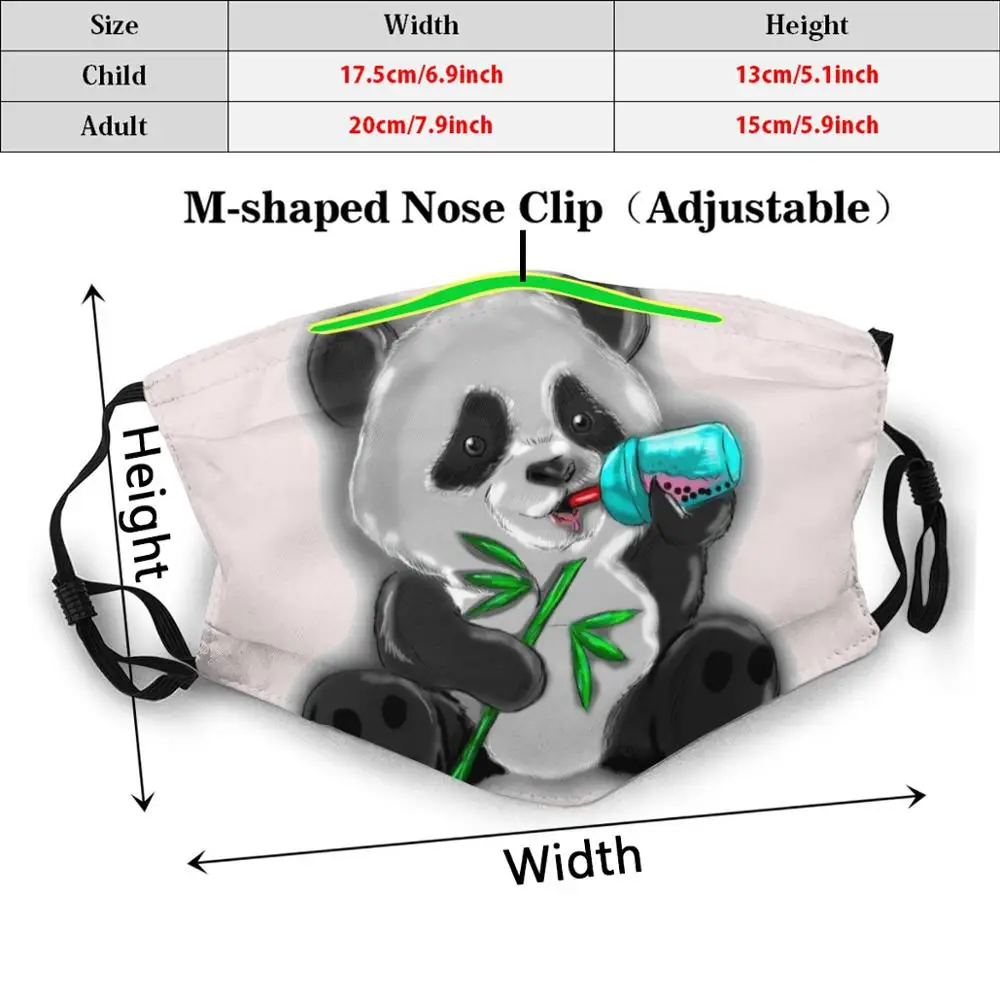 The Little Panda!!! Funny Print Reusable Pm2.5 Filter Face Mask Panda Pandabear Bear Bobo Nature Animal Cute