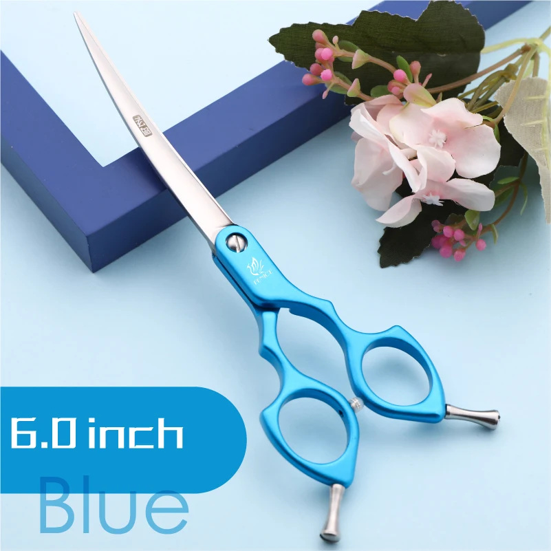 Fenice Professional JP440C&VG10 Bunte 6,0 6,5 Zoll gebogene Pflegeschere Haustierschere für Hunde und Katzen 7
