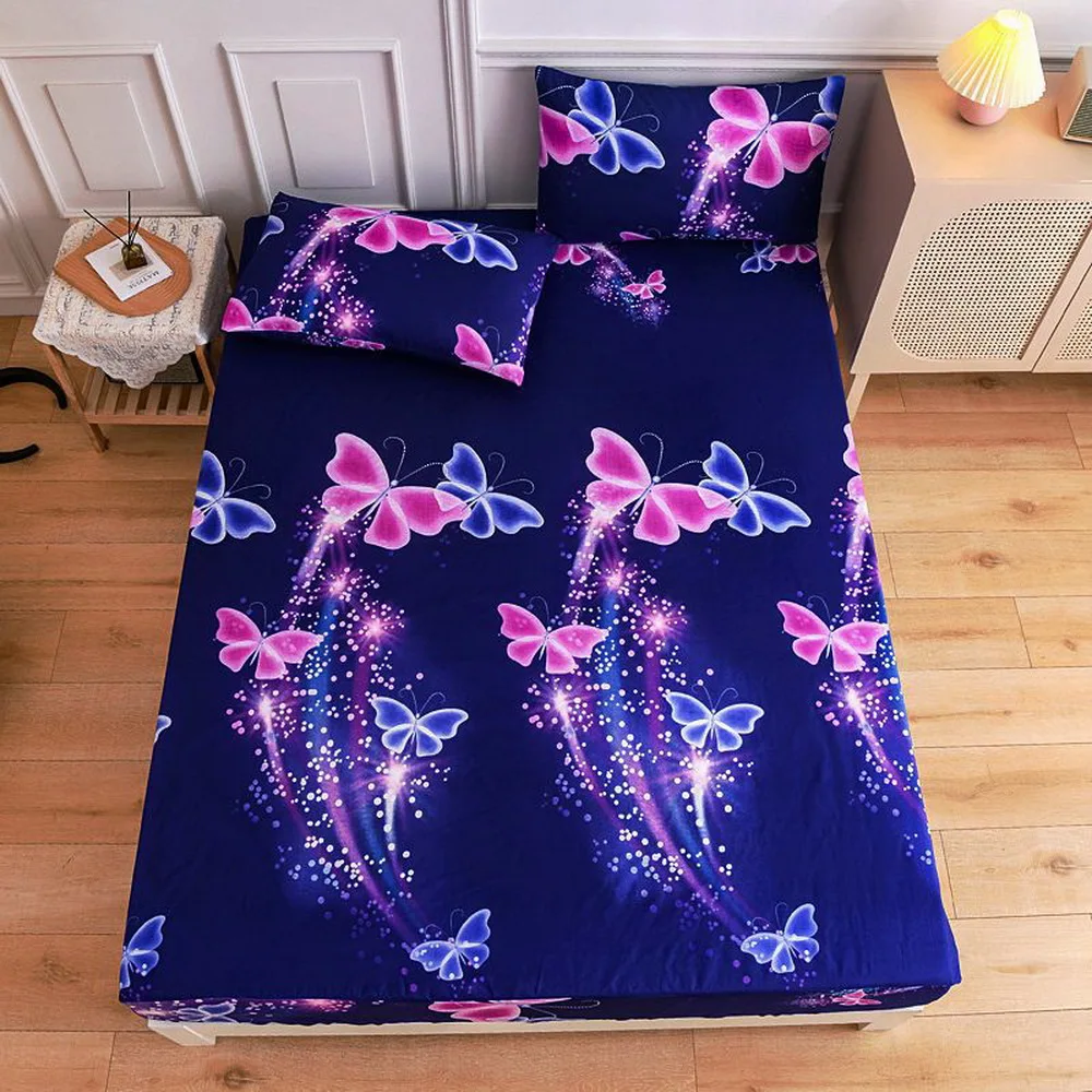 Space Butterfly Printed Bedsheet, Frosted Bedsheet, Bedroom Printed Bedspread, Bedding (Excluding Pillowcases), 1 Piece