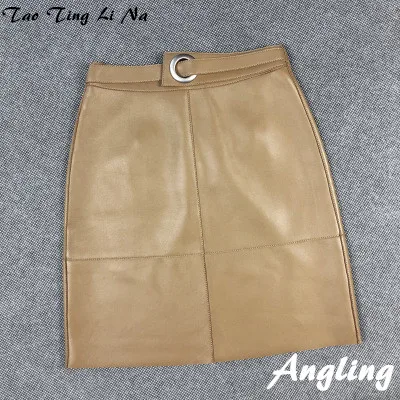 Top brand Spring 2020 Women Genuine Real Sheep Leather Skirt E21 high quality