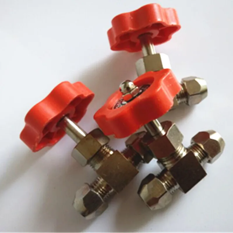 6mm 8mm 10mm 12mm Hole Dia Orange Plastic Handle Metal High Pressure Durable Tube  Needle Type Globe Valve