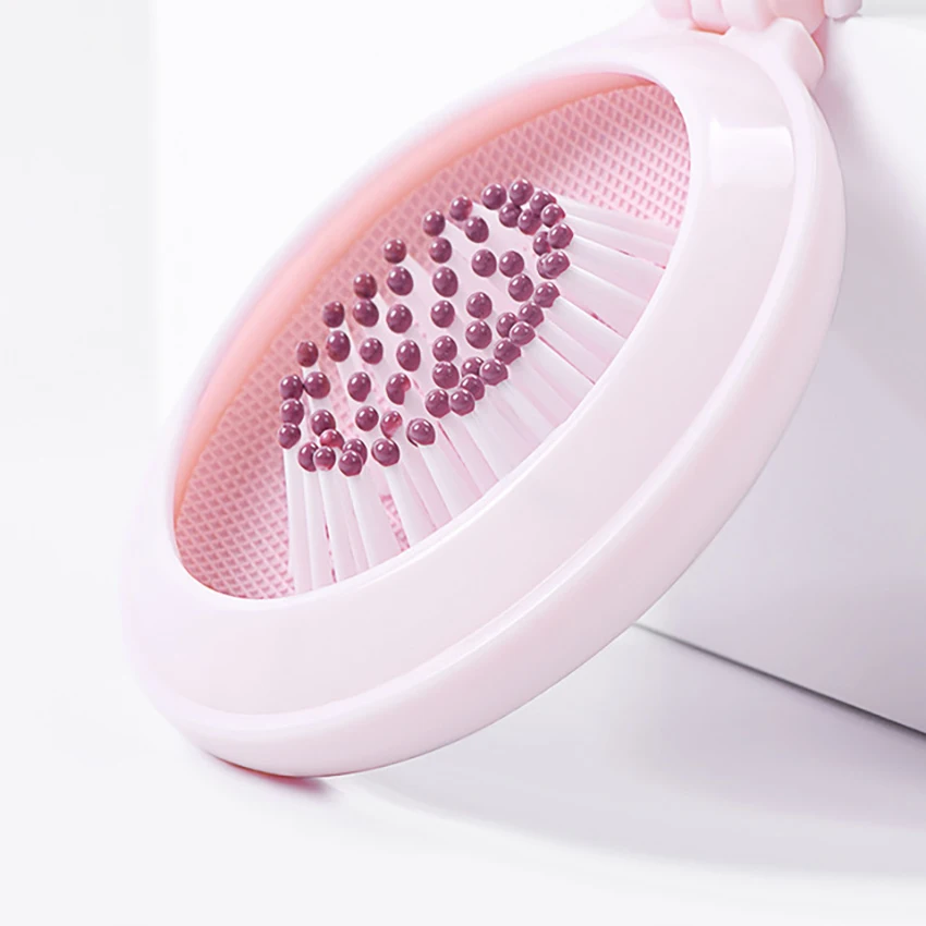 1 قطعة مشط للطي المحمولة الإبداعية وسادة هوائية مستديرة تدليك أمشاط ، سيدة النساء DIY بها بنفسك تصفيف الشعر مرآة مشط أدوات ماكياج