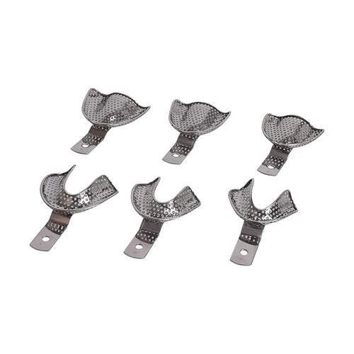 Imagen 1 del producto Bandejas dentales edentulous de acero inoxidable, bandejas de impresión perforadas, bandejas de impresión, bandejas no oclusal, 4 tamaños