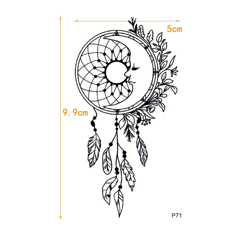 Luna Dreamcatcher Waterproof Temporary Tattoo Stickers Tatouage  Fake Tatoo Sticker Body Art Flash Tattoo Henna Tatoo Men