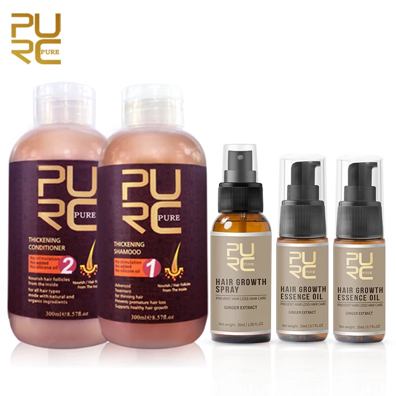 

PURC Hair Shampoo And Conditioner For Hair Growth Prevent Hair Loss And 2pcs Regrowth Essence Oil And 1pcs Hair Growth Spray