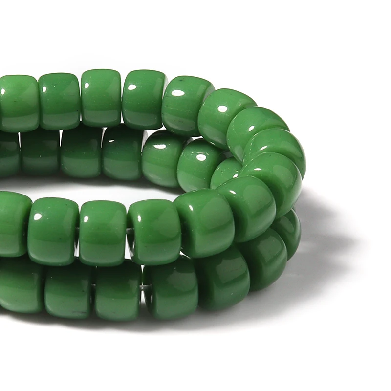 8*6mm/60PCS Dark Green Necklace Bracelet Charm Loose Glass Crystal Spacer Beads for Diy Jewelry Making
