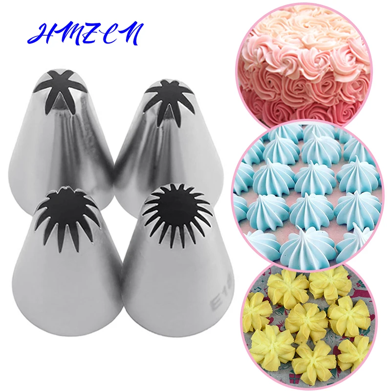 

1/4PCS Cookies Nozzles Pastry Nozzle Fondant Cake Decorating Nozzle Confectionery Icing Piping Tips Baking Tool #E06#E08#E12#E18