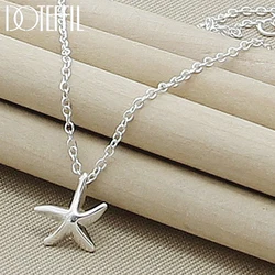 DOTEFFIL 925 Sterling Silver Starfish Pendant Necklace 18 Inch Chain For Women Wedding Engagement Fashion Charm Jewelry