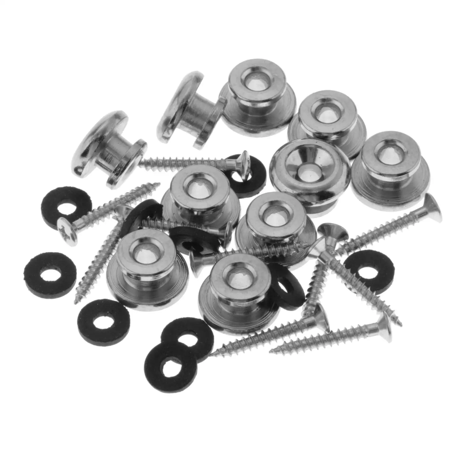 10Pcs/Lot Chrome Guitar Strap Buttons Strap Locks Metal Mushrooms Head End Pins Classical Nut Parts Lock Black Banjo Head Bass