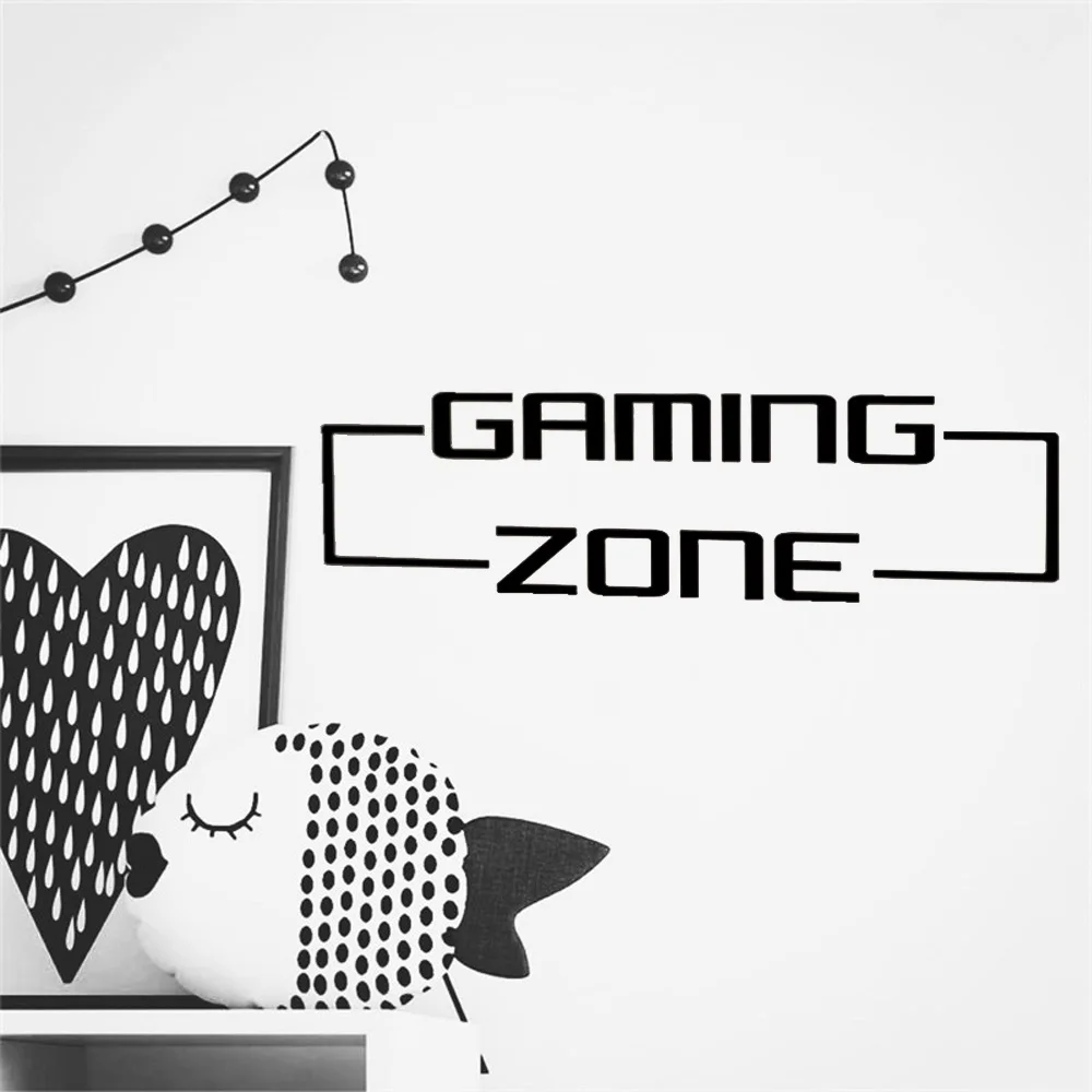 Large Gaming Zone Gamer Wall Sticker Playroom Kids Room Video Game Quote Wall Decal Bedroom Vinyl Home Decor