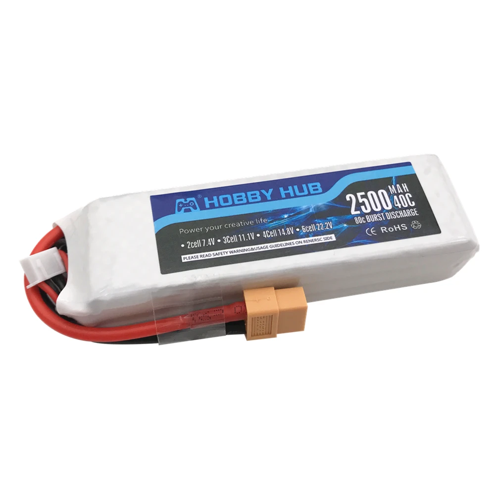 Hobby Hub 11.1v Lipo Battery 11.1V 2500mAh 40C For RC Airplane T-REX 450 X16 X21 X22 Helicopter Part 2500mah 3s Battery