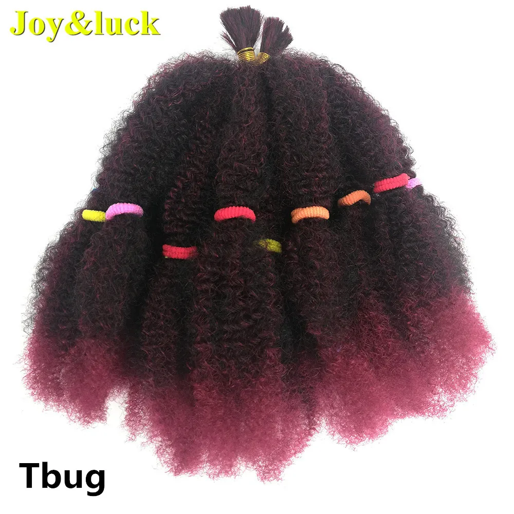 Joy&luck 2PC 20 Strands Short Afro Kinky Curly Crochet Braiding Synthetic Ombre Hair Extensions for African Women Braid