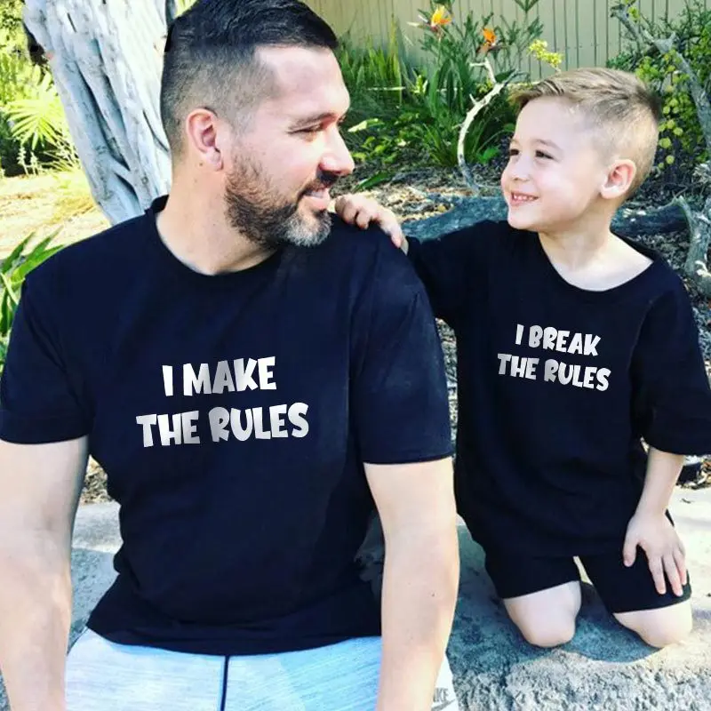 Family Matching Outfits Cotton Dad Mommy Kids Baby TShirt Girl Boy Rompers Toddler Family Clothing Sets I Make Break The Rules