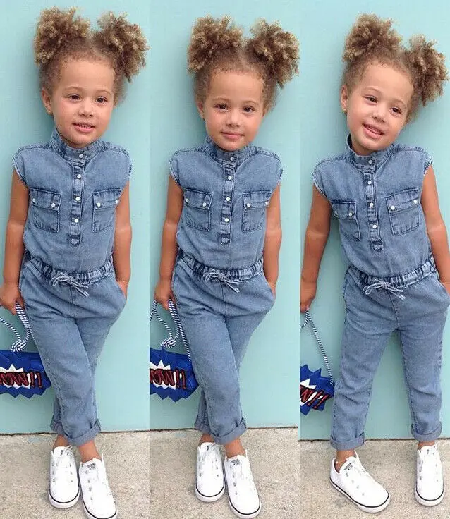 Kids Baby Girl Denim Romper Newborn Long Jumpsuits Playsuit Outfit Clothes 2019 summer fashion streetwear vogue girls match