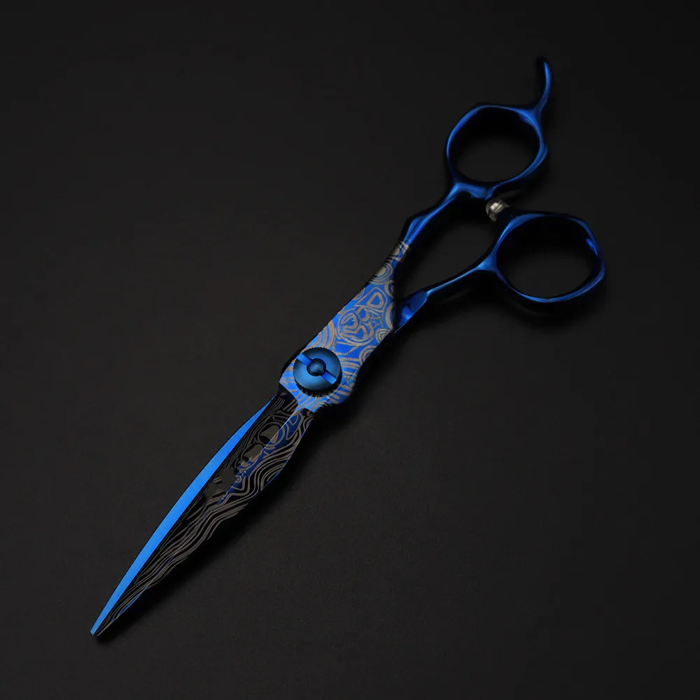 Professional 6 '' Upscale scissor Blue Damascus hair scissors haircut thinning barber tools cutting shears Hairdressing scissors