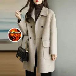 Cappotto di lana spesso in velluto/senza velluto da donna medio-lungo 2022 inverno nuovo stile coreano cappotto di lana sottile giacca autunnale Femme Mujer 912