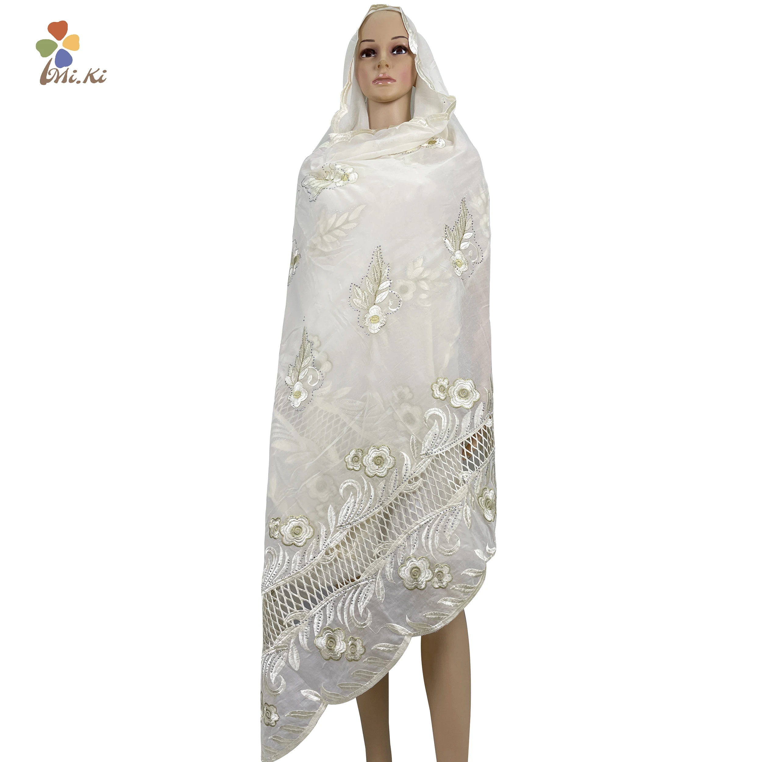 Exclusive sales New African women Cotton scarf muslim embroidery cotton scarf hijab scarf for shawls BW-114