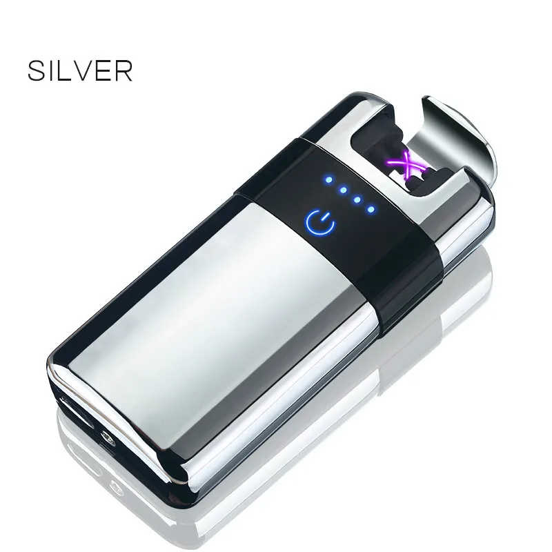 Wireless Charging Windproof Lighter Touch Screen Switch Power Display Double Arc Electric Plasma Pulse Lighters WIth Gift Box