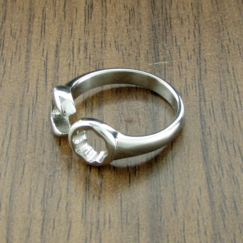 Vintage 316L Stainless Steel  Silver color Women\'s Wrench Biker Ring  Jewelry