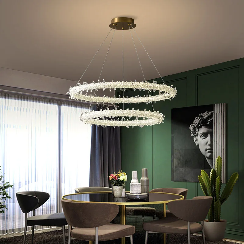 

Crystal Round Luxury Chandelier Modern Decor for Kitchen Dining Living Room Bedroom Home Decoration Luster Indoor Lighting Lamps