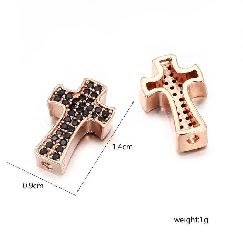 Black Cubic Zircon Cross DIY Charm Beads Jewelry Bracelet & Necklace Making Micro Pave CZ Cross Accessories