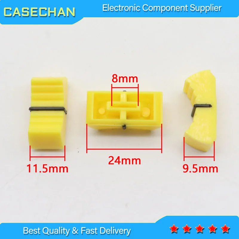 10pcs Mixer Dimming table Straight Slip Potentiometer Fader Knob Cap / Push Button Cap 8mm Hole / Fader Cap Yellow