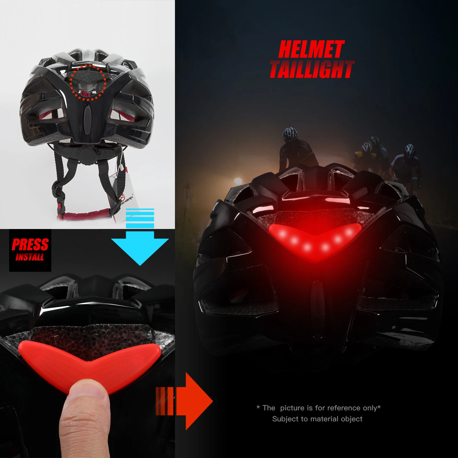 QUESHARK Men Women Ultralight Cycling Helmet Led Taillight MTB Road Bike Bicycle Motorcycle Riding Removable Big Size Lens QE120