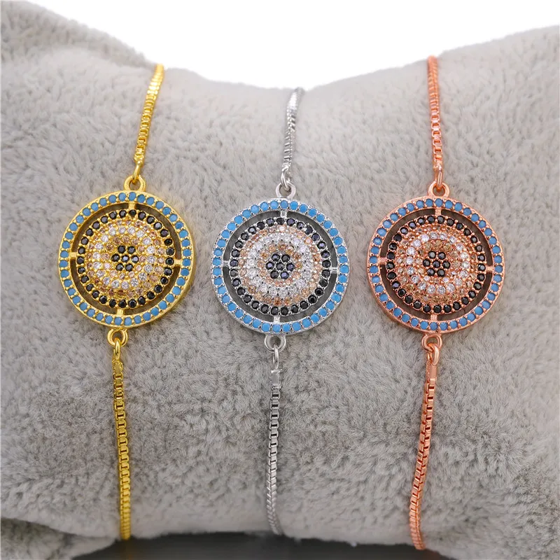 Juya DIY Pulseira Olho Grego Jewelry Supplies Adjustable Chains Turkish Evil Eye Charm Bracelets For Women Men Christams Gift