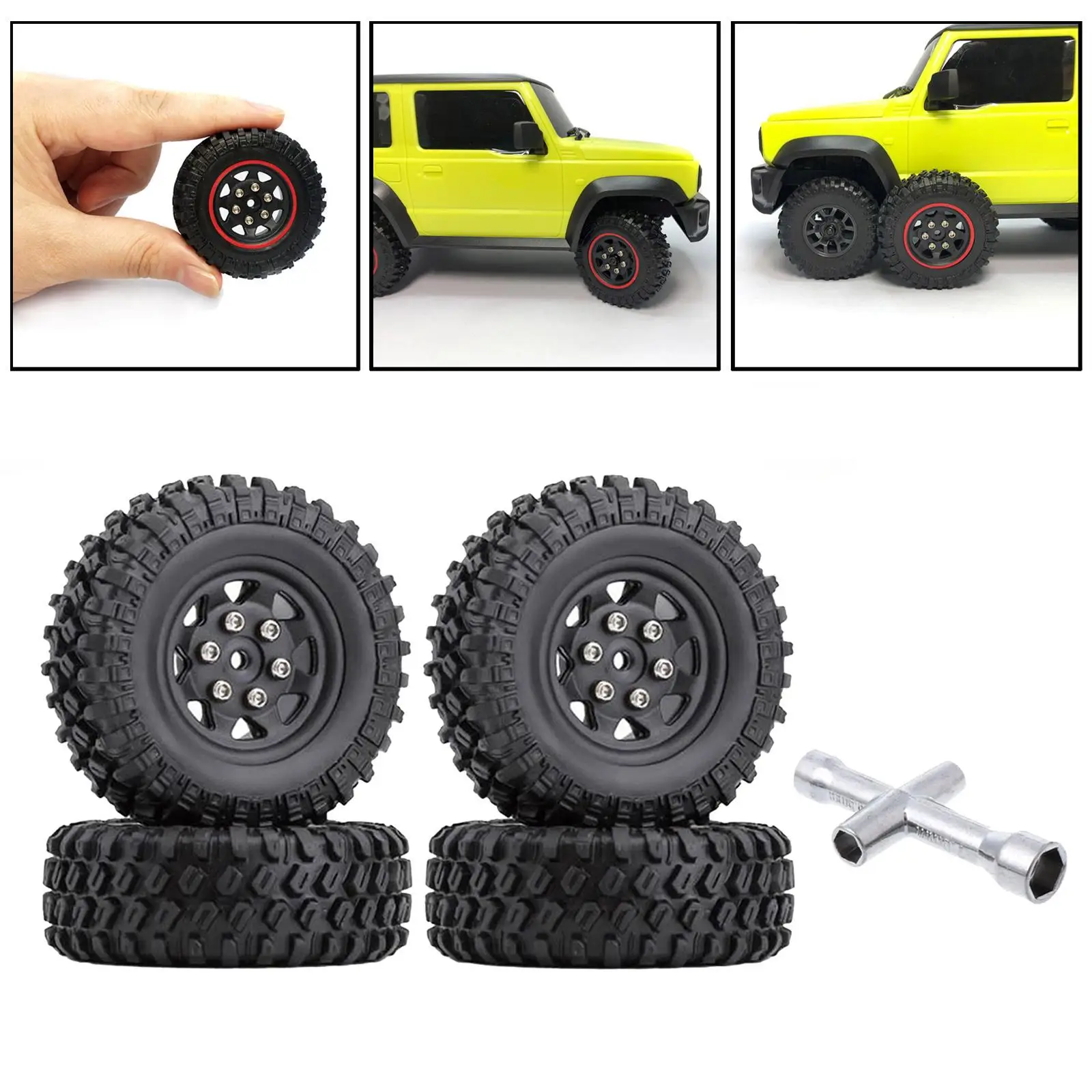 4Pcs 1/16 RC Rubber Tires for Xiaomi Xmykc01cm Jimny RC Hobby Car Vehicles Accessories Parts