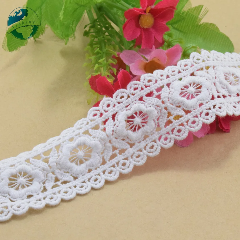 3.5cm Wide 100% Cotton embroid lace sewing ribbon guipure trim wedding decoration DIY dolls colthes Accessories lace ribbon#4201